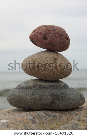 zen like stones with sea in background
