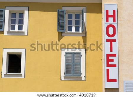 Hotel Sign and Windows