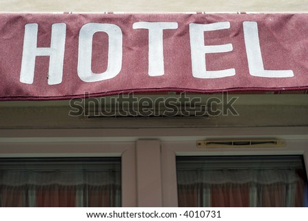 Hotel Sign over Window