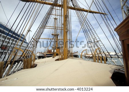 Rigging and Ropes on a Training Ship in Livorno harbour
