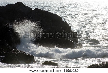 Wave Splash. Where the waves crash against the rock cliff