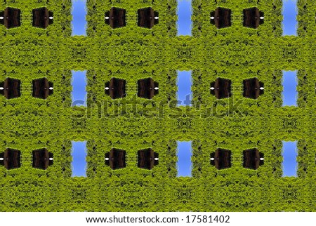 Green Pattern. Old factory building wall  covered with green creeper - Computer Graphic