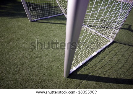 Soccer (European Football) field with artificial grass and goal.