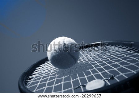 Summer tennis. Tennis Competition - Tennis racket and tennis ball sky blue