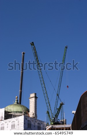 Construction cranes with copy space from London, England.