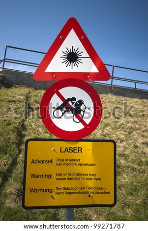 Laser warning signs close to Danish air force shooting range