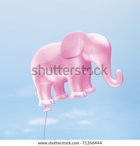 Elephant Balloon on a blue background - color illustration.