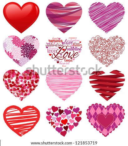 Vector Collection of Stylized Hearts Vector Collection of Stylized Hearts