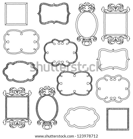 Vector Set of Unfilled Doodle Frames and Borders Vector Set of Unfilled Doodle Frames and Borders