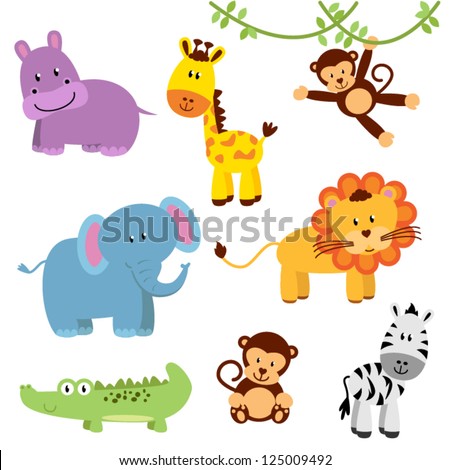 Cute Vector Set of Zoo Animals Cute Vector Set of Zoo Animals