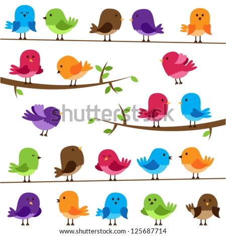 Vector Set of Colorful Cartoon Birds Vector Set of Colorful Cartoon Birds