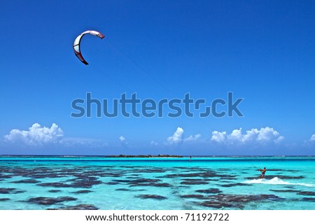 stock photo Main spot of Kitsurf on Moorea island French Polynesia