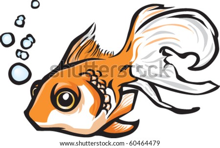 goldfish cartoon drawing. vector : Cartoon goldfish.