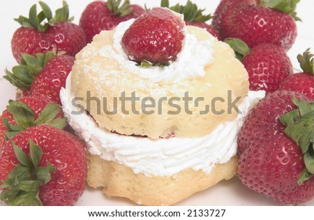 Strawberry Shortcake Pastry surrounded by strawberries