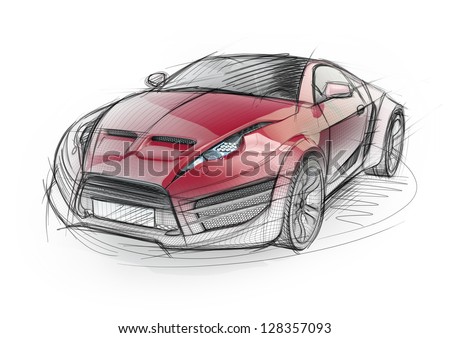 Sport Cars on Sketch Drawing Of A Sports Car  Non Branded Concept Car  Stock Photo