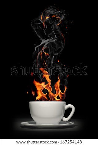 Hot drink. Coffee cup with steam