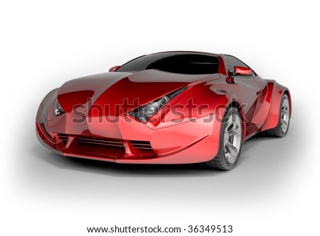 stock photo Red sport car isolated on white background My own car design