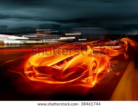 Fire car - Series of fiery illustrations