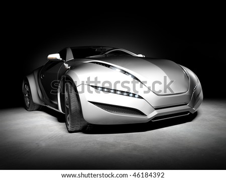 stock photo Sports car isolated on black background My own car design