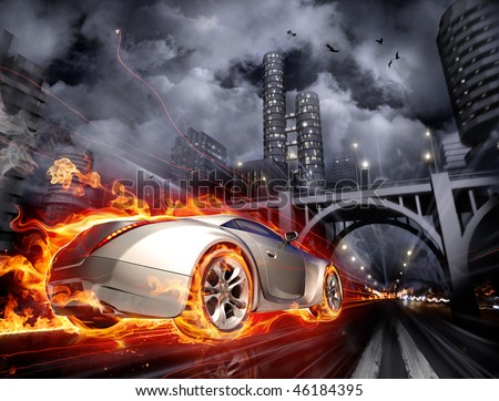 stock photo Burnout Concept car My own car design Not associated with