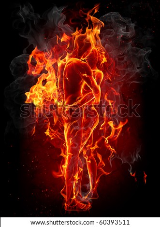 Hot couple. Fiery man and woman.