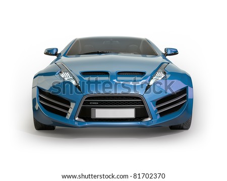 Sport Cars on Blue Sports Car Isolated On White Background  Non Branded Concept Car