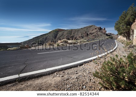 Cracked mountain road, Canary Island Tenerife, Spain