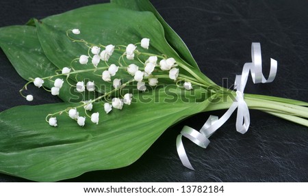 Bouquet from lilies of the valley on a black background