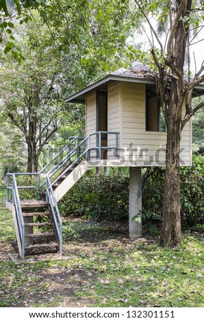 small tree house for kids in the park.