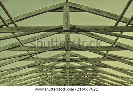 Grunge Old Wooden Roof Trusses Background