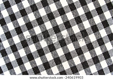 Black and white tablecloth fabric texture and seamless background.