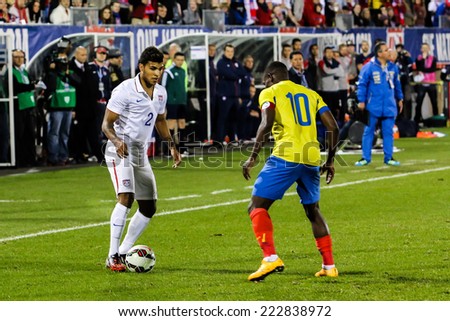 HARTFORD - OCTOBER 10:  Action on US International Friendly match between US Men`s National Team vs Ecuador, on October 10, 2014, in Rentschler Field stadium, Hartford, USA.