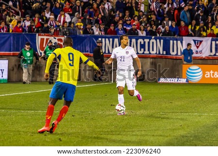 HARTFORD - OCTOBER 10:  Timmy Chandler #21 on US International Friendly match between US Men`s National Team vs Ecuador,  on October 10, 2014, in Rentschler Field stadium, Hartford, USA.
