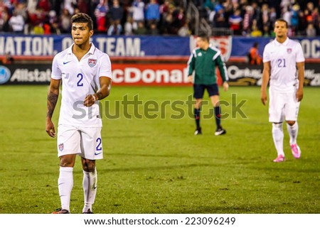 HARTFORD - OCTOBER 10:  DeAndre Yedlin #2 on US International Friendly match between US Men`s National Team vs Ecuador,  on October 10, 2014, in Rentschler Field stadium, Hartford, USA.