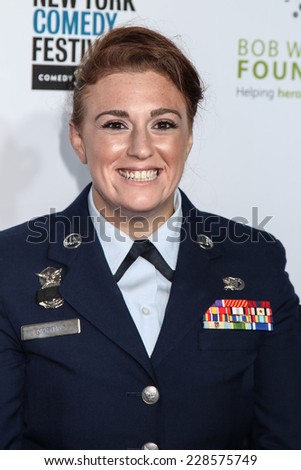 NEW YORK, NY - NOVEMBER 05: Amanda Martino Senior Airman, Air National Guard, Active attend 2014 Stand Up For Heroes at Madison Square Garden on November 5, 2014 in New York City.