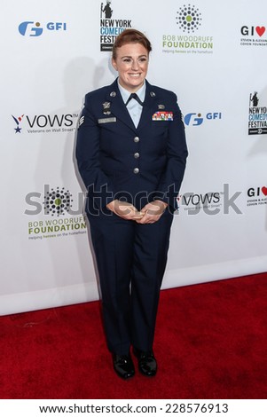 NEW YORK, NY - NOVEMBER 05: Amanda Martino Senior Airman, Air National Guard, Active attend 2014 Stand Up For Heroes at Madison Square Garden on November 5, 2014 in New York City.
