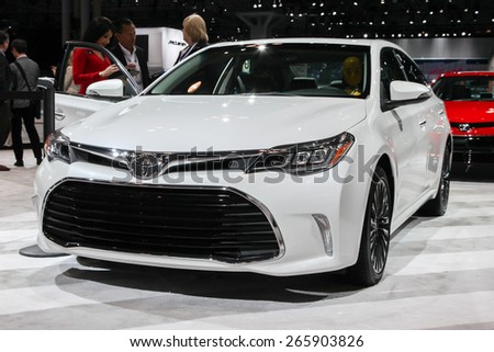 NEW YORK - APRIL 1: Toyota exhibit at the 2015 New York International Auto Show during Press day,  public show is running from April 3-12, 2015 in New York, NY.