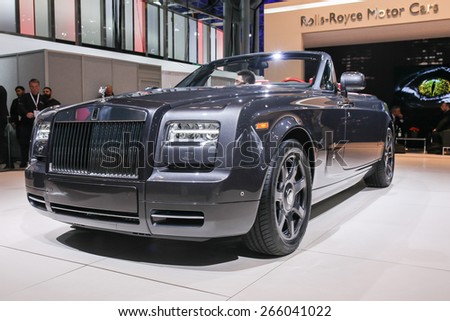 NEW YORK - APRIL 1: Rolls Royce exhibit at the 2015 New York International Auto Show during Press day,  public show is running from April 3-12, 2015 in New York, NY.