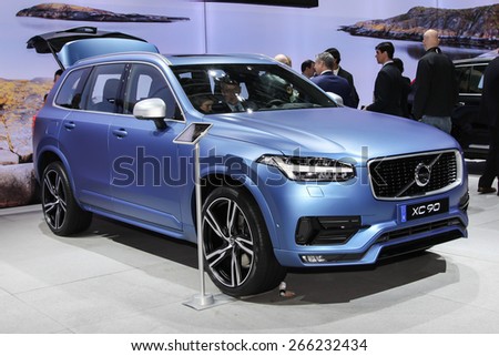 NEW YORK - APRIL 1: Volvo exhibit XC 90 at the 2015 New York International Auto Show during Press day,  public show is running from April 3-12, 2015 in New York, NY.