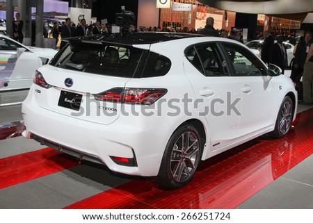 NEW YORK - APRIL 1: Lexus exhibit CT at the 2015 New York International Auto Show during Press day,  public show is running from April 3-12, 2015 in New York, NY.