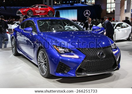 NEW YORK - APRIL 1: Lexus exhibit RCF at the 2015 New York International Auto Show during Press day,  public show is running from April 3-12, 2015 in New York, NY.
