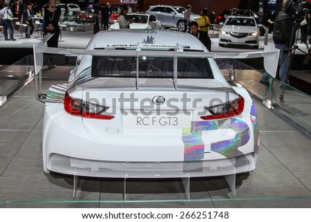 NEW YORK - APRIL 1: Lexus exhibit GT 3 at the 2015 New York International Auto Show during Press day,  public show is running from April 3-12, 2015 in New York, NY.