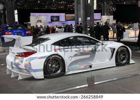 NEW YORK - APRIL 1: Lexus exhibit GT 3 at the 2015 New York International Auto Show during Press day,  public show is running from April 3-12, 2015 in New York, NY.