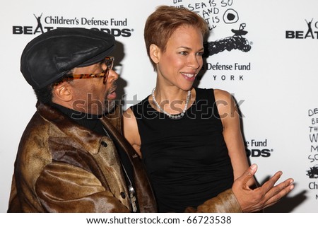 NEW YORK - DECEMBER 06: Spike Lee andTonya Lewis Lee attend the 20th Anniversary Celebration of the Children\'s Defense Fund\'s Beat the Odds  at Guastavino\'s on December 6, 2010 in New York City.