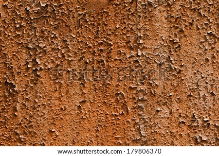 Real brown grunge textured background with cracked paint on metal.