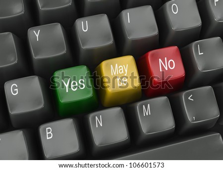 Computer keyboard with vote choices Yes, Maybe or No