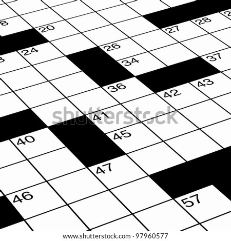 Close up of crossword puzzle as detail ready for solving