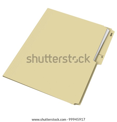 Closed manila folder on white background