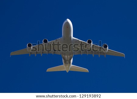 Giant airliner take off front view