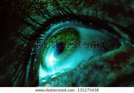 A close up view of a dark scary eye